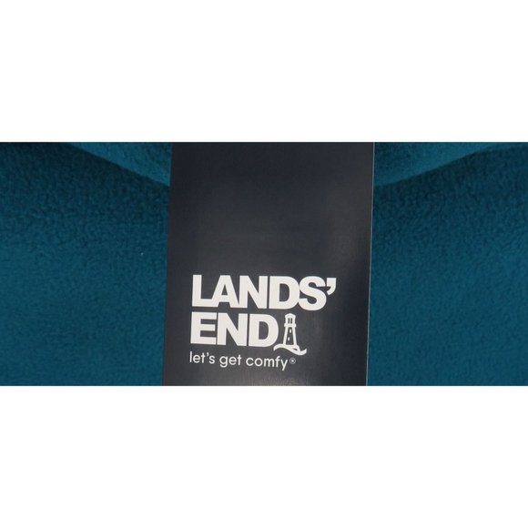 Lands' End Men's Polar Fleece Navy Aqua Pullover Medium New - Picture 4 of 6